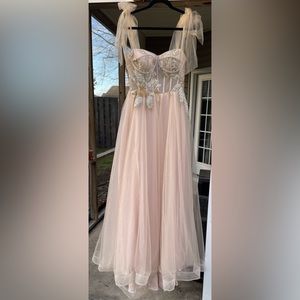 GB Dusty Pink Prom Dress With Embellished Details